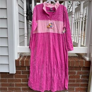 Disney Pooh Winnie the Pooh Embroidered Velour Sleep Dress Size Large NWT